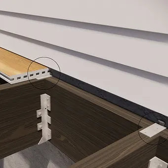 Close-up of Starter Clip and screws for stone decking setup