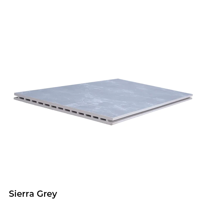 Rainier Flat Blocks shown in neutral gray tone flooring