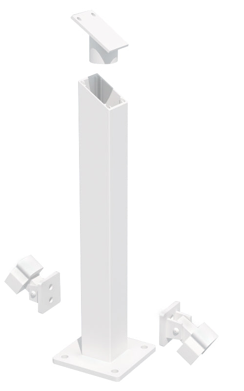 Railing 42" Tall - 2" Aluminum Top Mount In-Line STAIR Post Kit - Powdercoated White (per each)